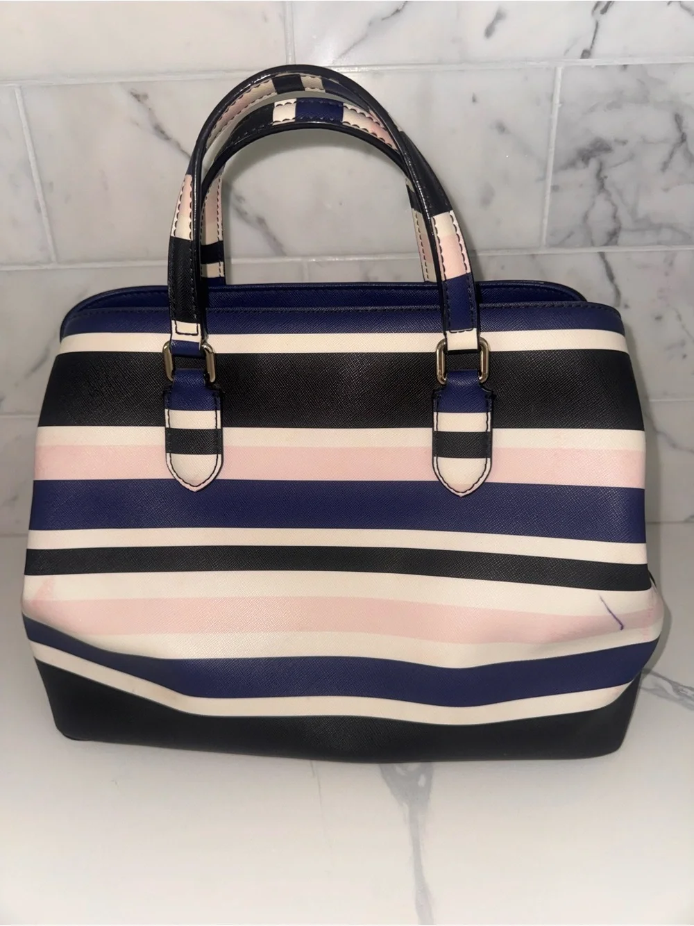 kate spade Navy, Black & Pink Striped Tote
